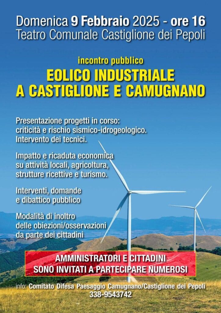 Eolico industriale a Castiglione e Camugnano: NO GRAZIE!!